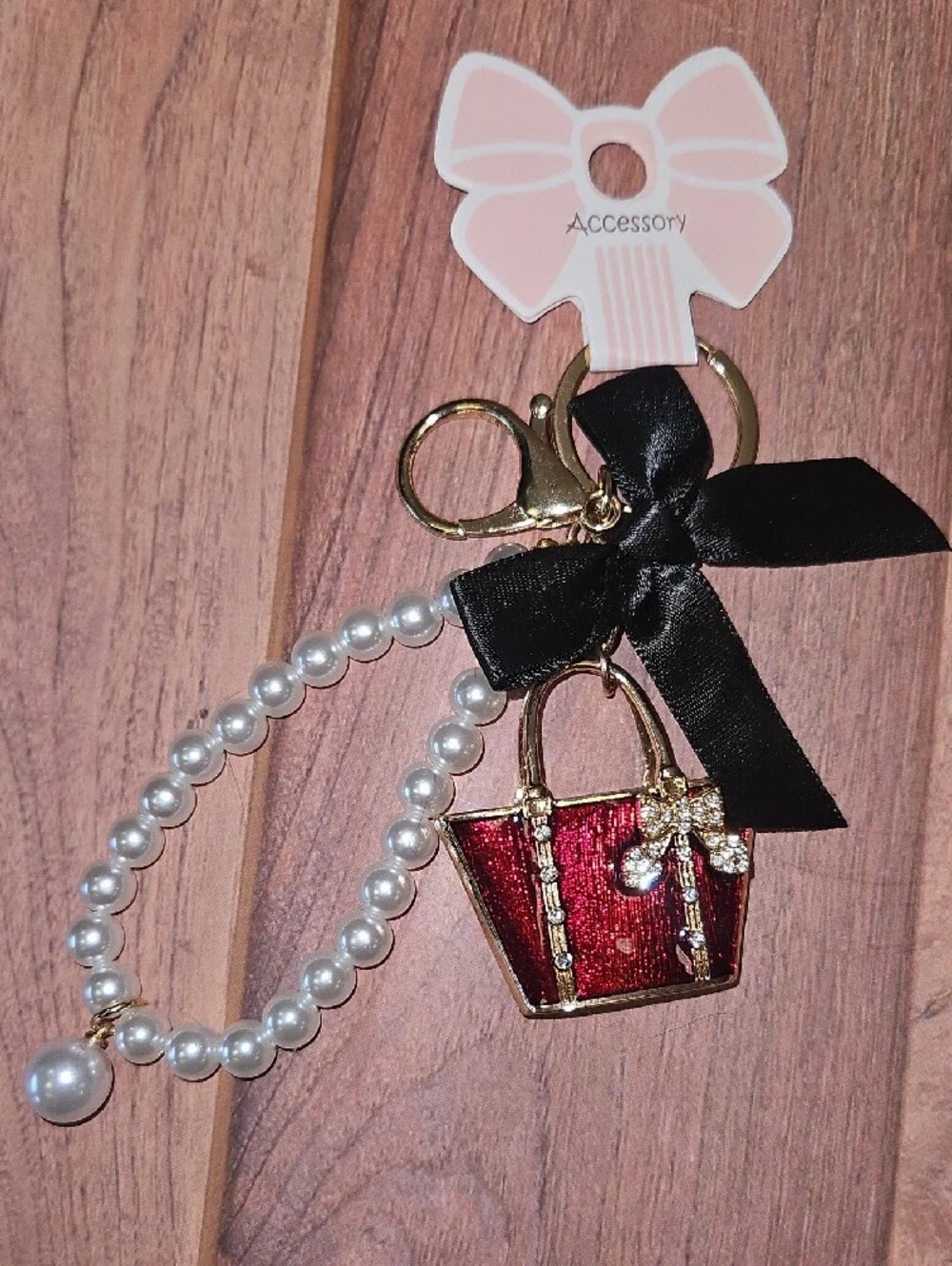 Pearl & Bow Handbag Keychains New